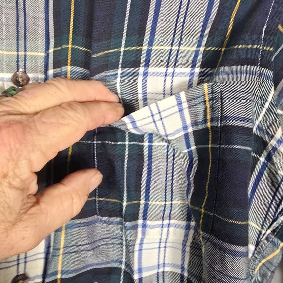 Brooks Brothers Sport Shirt Button Down Medium Long Sleeve Green White Plaid - Picture 4 of 8